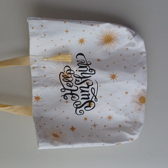 'Hello Sunshine' Sun, Stars, and Constellation tote bag with tassel - Picture 2 of 15